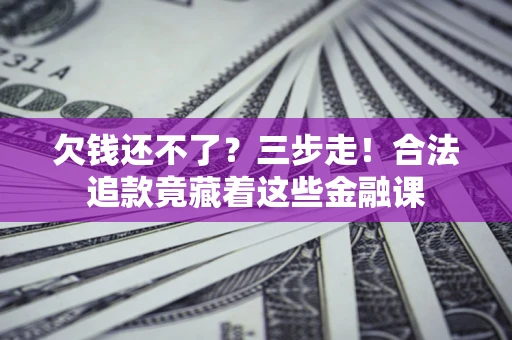 武汉欠钱还不了？三步走！合法追款竟藏着这些金融课